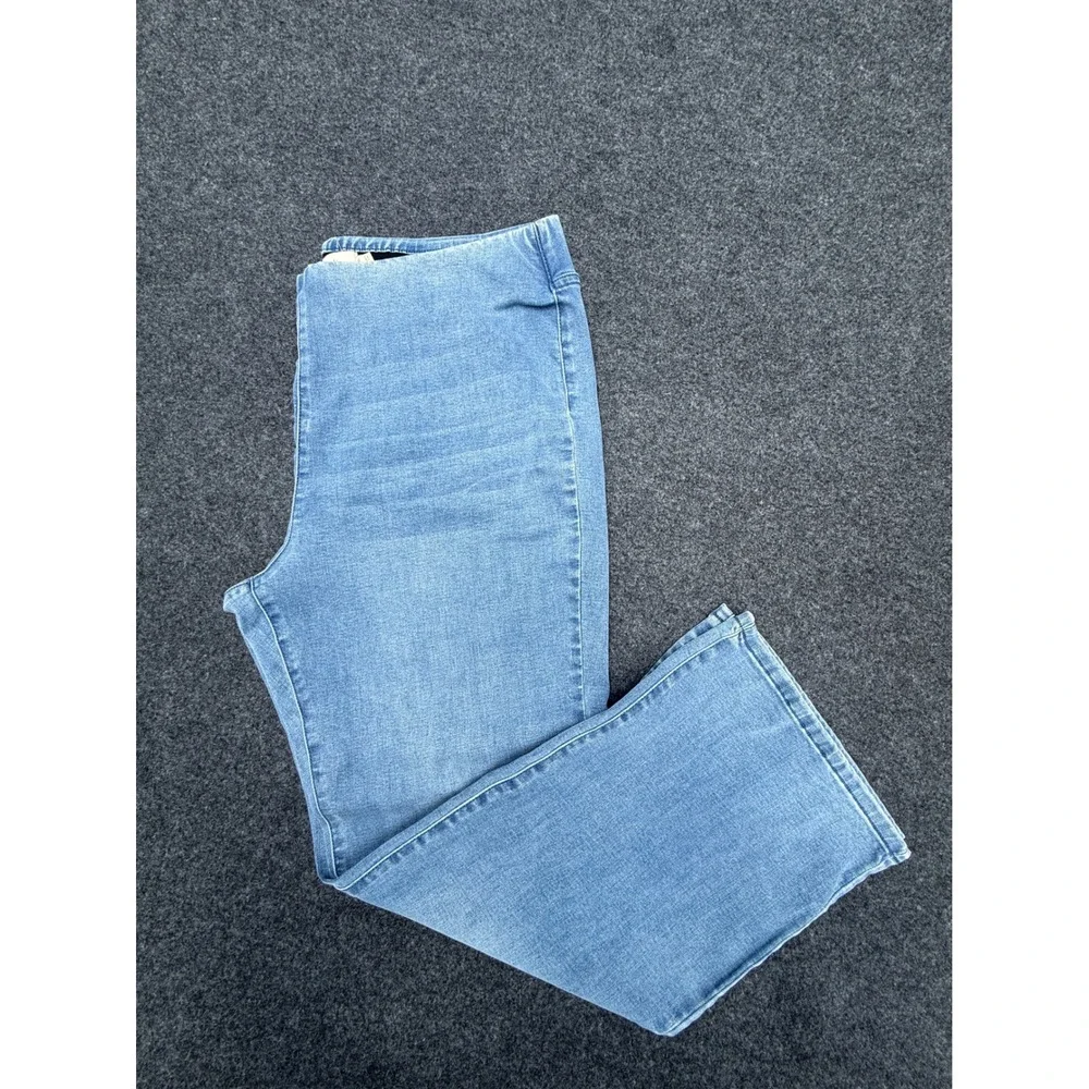 Soft Surroundings Jeans Womens 18W Light Blue Pull On High Rise Wide Leg Stretch - Picture 2 of 11